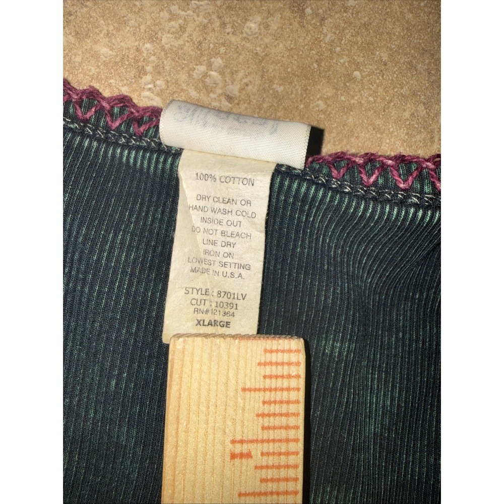 Vintage Women's Lust Embelished Dark Green Long Sleeve Tunic Y2K Grunge Fairy - Picture 7 of 10